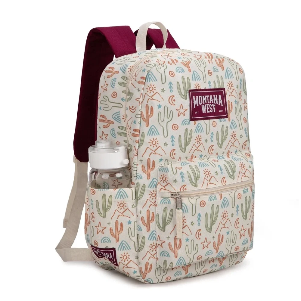 Montana West Dessert Cactus Print Backpack -2Pcs Set - Beige
